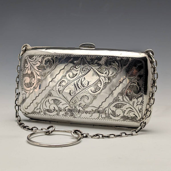 1919 British antique coin purse with sterling silver chain